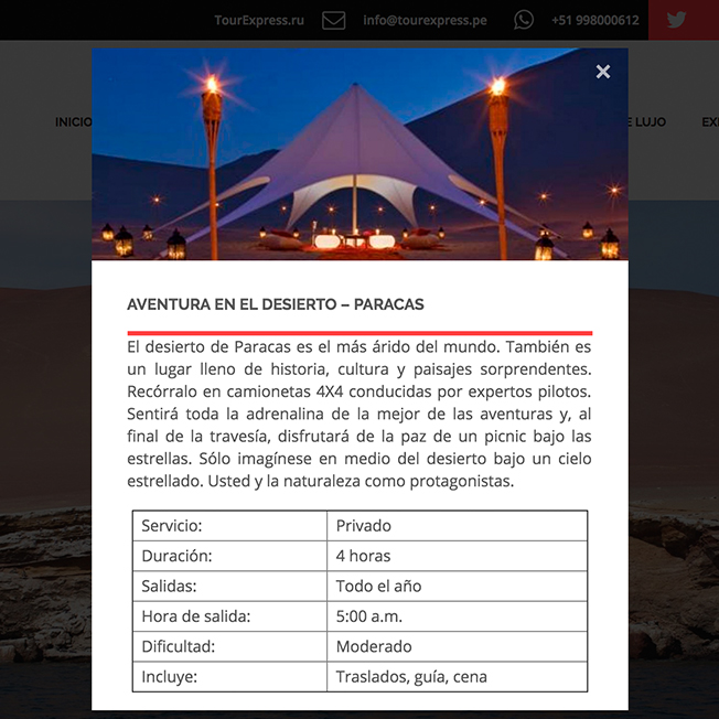 Sitio web Tour Express